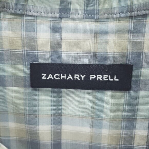 Zachary Prell Shirt Mens Large Blue Plaid Cotton Regular Fit Classic Button-Up - Picture 6 of 12